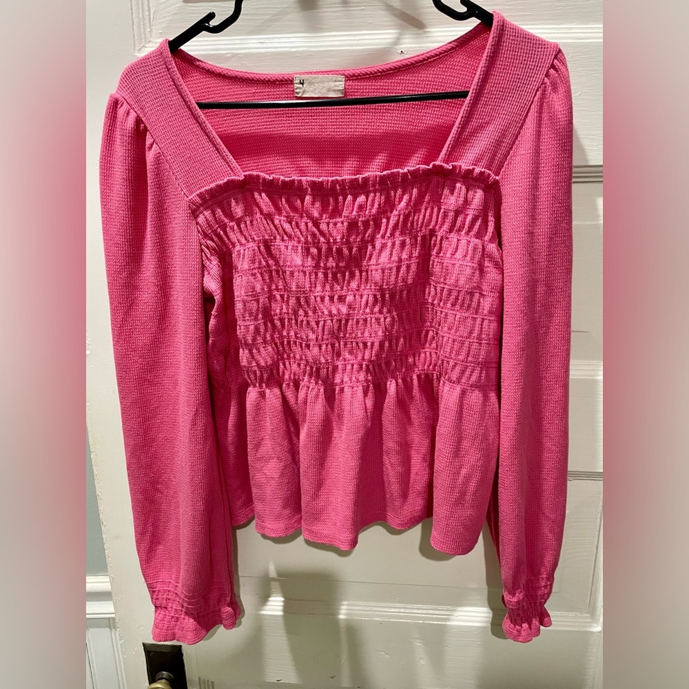 Altar’d State Pink Smocked Women's Top, Size Medium